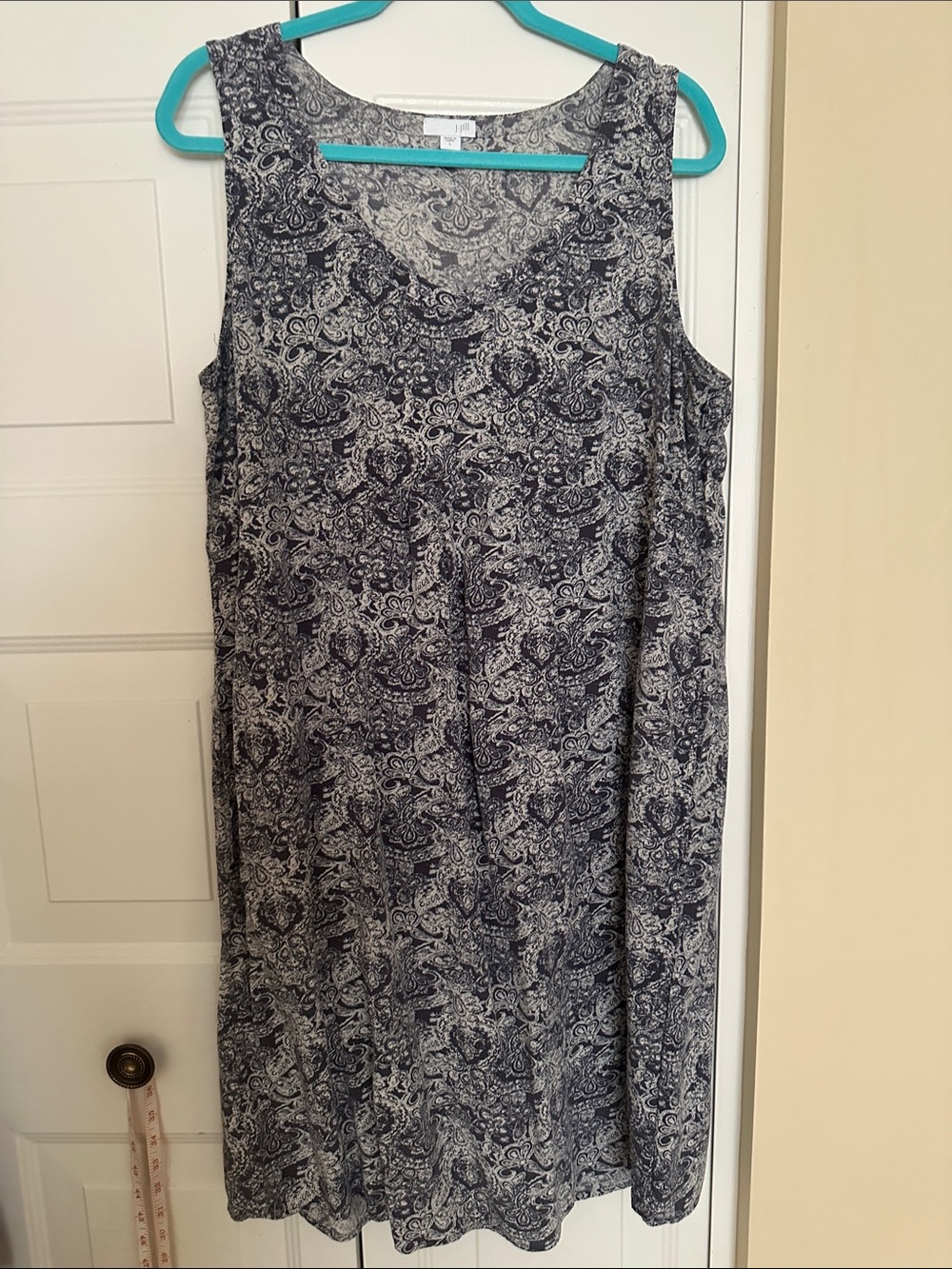 J. Jill Navy and White Paisley Midi Dress